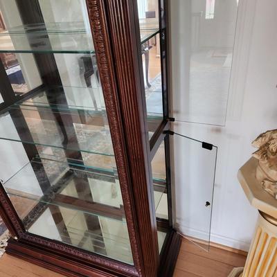 Large Lighted Mirror Backed Glass Display Cabinet