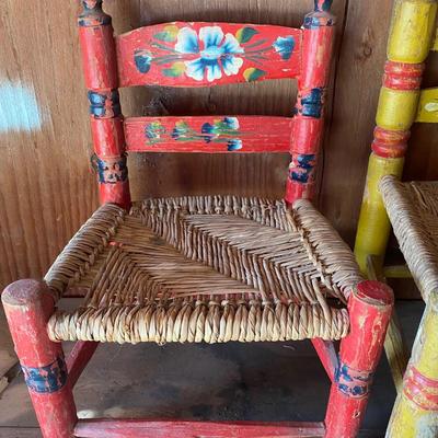 2 Vintage Mexican Folk Art Childrenâ€™s Chairs
