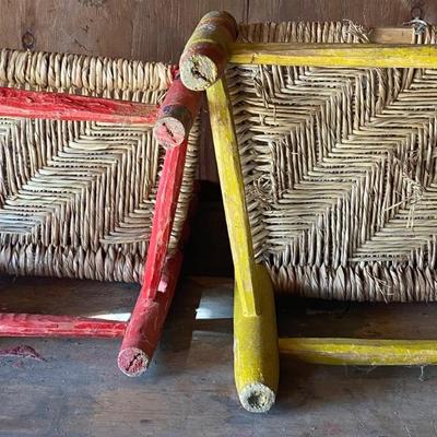 2 Vintage Mexican Folk Art Childrenâ€™s Chairs