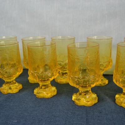 LOT 329. VINTAGE MCM CORNSILK YELLOW GLASSES