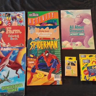 CHILDREN'S ACTIVITY BOOKS AND CRAYONS