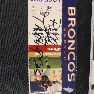 SIGNED BRONCOS' INSIDER MAGAZINE AND TWO TICKET STUBS SEPT. 1999 49ers MILE HIGH