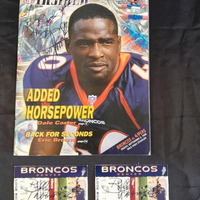 SIGNED BRONCOS' INSIDER MAGAZINE AND TWO TICKET STUBS SEPT. 1999 49ers MILE HIGH