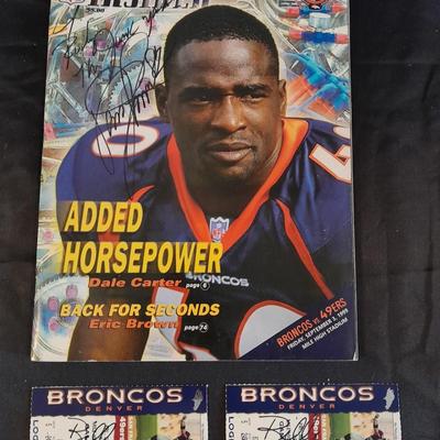 SIGNED BRONCOS' INSIDER MAGAZINE AND TWO TICKET STUBS SEPT. 1999 49ers MILE HIGH