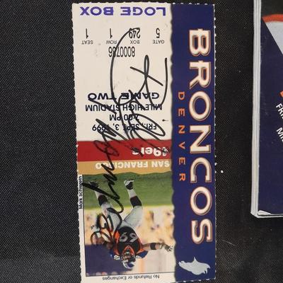 SIGNED BRONCOS' INSIDER MAGAZINE AND TWO TICKET STUBS SEPT. 1999 49ers MILE HIGH