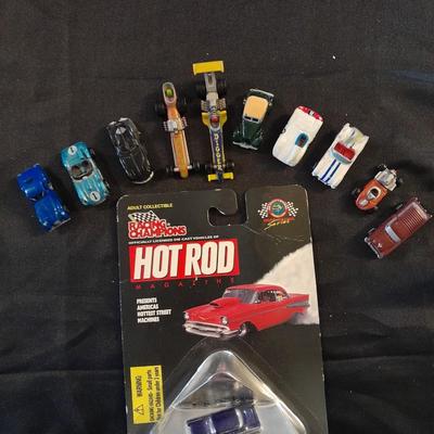 TEN MICRO MACHINE CARS AND A NEW IN PACKAGE RACING CHAMPIONS HOT ROD MICRO