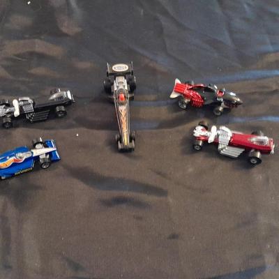 FIVE CLASSIC MATTEL HOT WHEELS RACING CARS, FORMULA ONE AND MORE