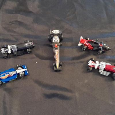 FIVE CLASSIC MATTEL HOT WHEELS RACING CARS, FORMULA ONE AND MORE
