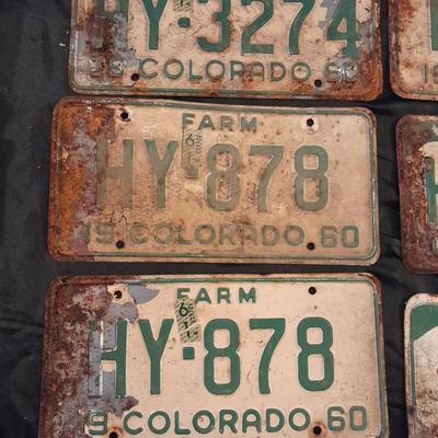 SIX VINTAGE 1960 COLORADO LICENSE PLATES ALL HY-