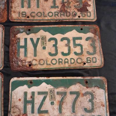 SIX VINTAGE 1960 COLORADO LICENSE PLATES ALL HY-