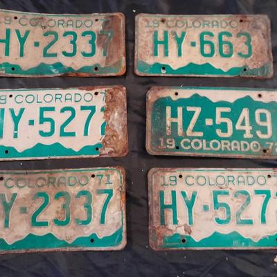 VINTAGE 1970'S COLORADO LICENSE PLATES ALL HY- & HZ -