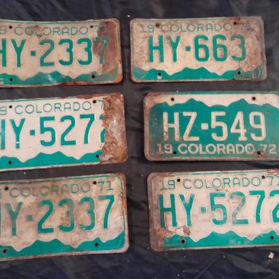 VINTAGE 1970'S COLORADO LICENSE PLATES ALL HY- & HZ -