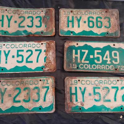 VINTAGE 1970'S COLORADO LICENSE PLATES ALL HY- & HZ -