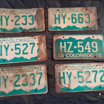 VINTAGE 1970'S COLORADO LICENSE PLATES ALL HY- & HZ -