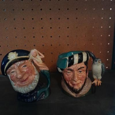 TWO ROYAL DOULTON CHARACTER JUGS PIRATES OLD SALT & THE FALCONER