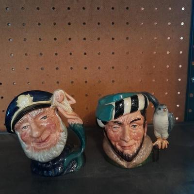 TWO ROYAL DOULTON CHARACTER JUGS PIRATES OLD SALT & THE FALCONER