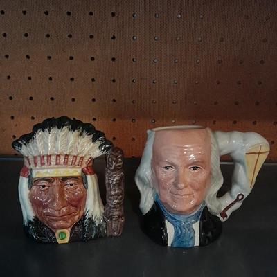 TWO ROYAL DOULTON CHARACTER JUGS NORTH AMERICAN INDIAN & BENJAMIN FRANKLIN