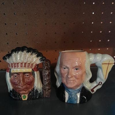 TWO ROYAL DOULTON CHARACTER JUGS NORTH AMERICAN INDIAN & BENJAMIN FRANKLIN