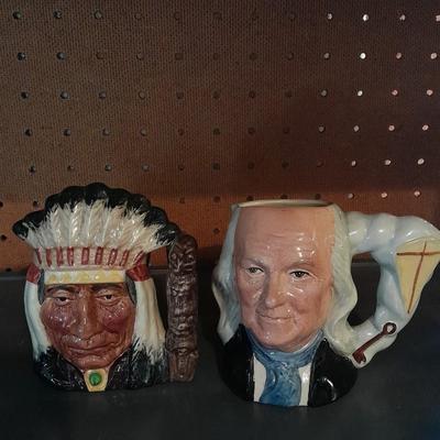 TWO ROYAL DOULTON CHARACTER JUGS NORTH AMERICAN INDIAN & BENJAMIN FRANKLIN
