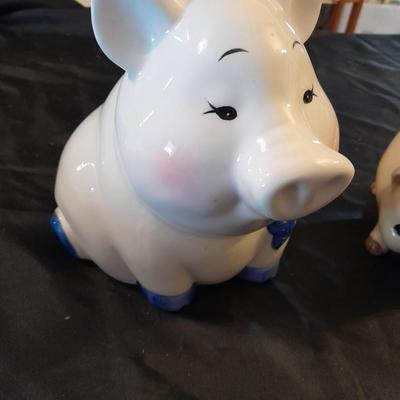 TWO PIGGY BANKS HOUSE OF LLOYD & SMALLER OMC OTARGIRI JAPAN PIG