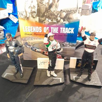 HARDBACK NASCAR LEGENDS OF THE TRACK BOOK WITH NASCAR FIGURES