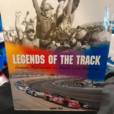 HARDBACK NASCAR LEGENDS OF THE TRACK BOOK WITH NASCAR FIGURES