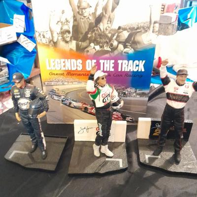 HARDBACK NASCAR LEGENDS OF THE TRACK BOOK WITH NASCAR FIGURES
