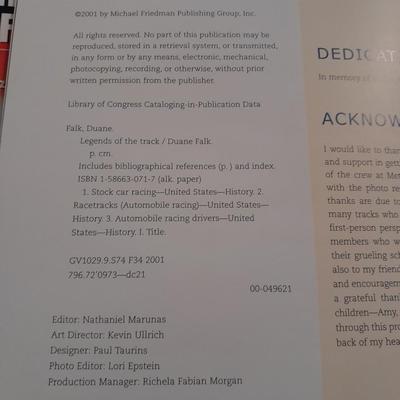 HARDBACK NASCAR LEGENDS OF THE TRACK BOOK WITH NASCAR FIGURES