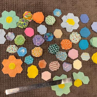 Quilt fabric pieces.