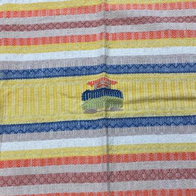 Vintage Retro Colorful Striped Fringed Edge Tablecloth Cover Southwestern Style Textile