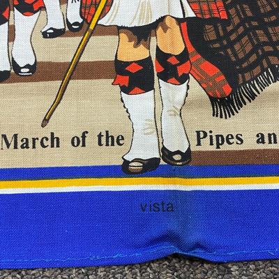 Vintage Frameable The March of the Pipes and Drums British Guard Tea Towel