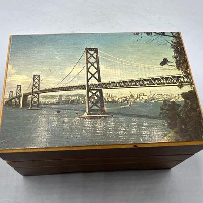Vintage San Francisco Bridge Swiss Music Box Schmid Brothers Souvenir