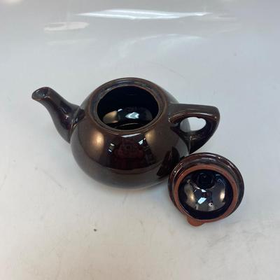 Vintage Dark Brown Pottery Small Mini Personal Ceramic Teapot