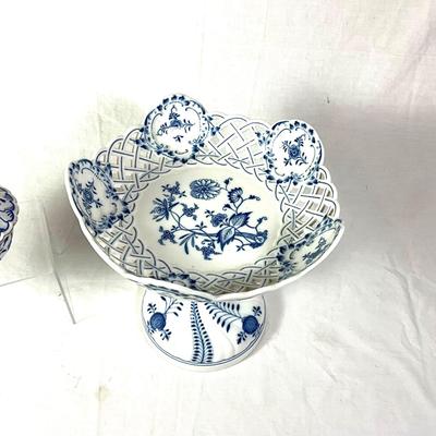 1241 Antique German Meissen Reticulated Compote and Soap Dish