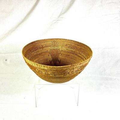 1244 Vintage Woven Basket with Animal Motif from Philippines