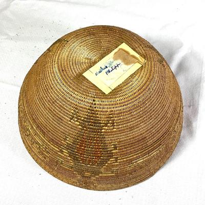 1244 Vintage Woven Basket with Animal Motif from Philippines