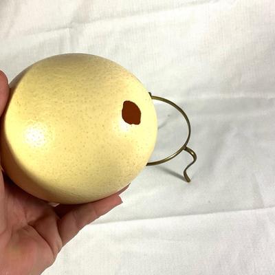 1245 Vintage Ostrich Egg on Stand with 7 Colored Marble Eggs