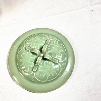1248 Vintage Celadon Green Lidded Bowl
