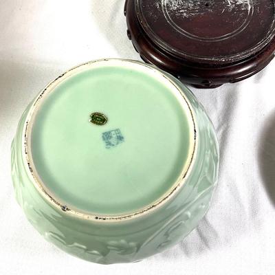 1248 Vintage Celadon Green Lidded Bowl