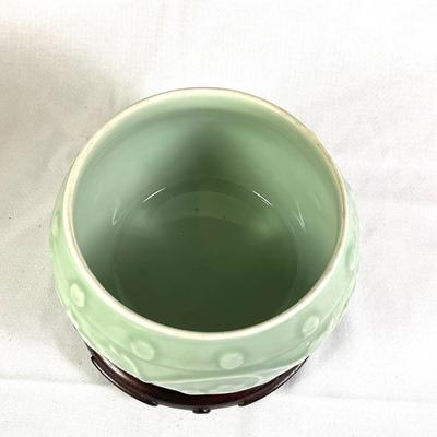 1248 Vintage Celadon Green Lidded Bowl