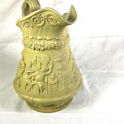 1249 Large Antique 1835 Ridgway Salt Glazed Drabware Pitcher