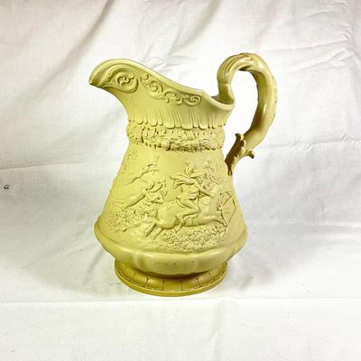 1249 Large Antique 1835 Ridgway Salt Glazed Drabware Pitcher