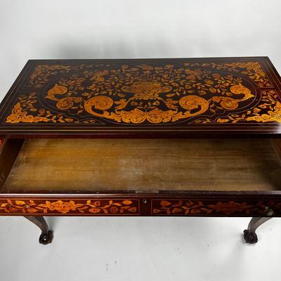 1235 Antique Mahogany Dutch Marquetry Inlay Desk