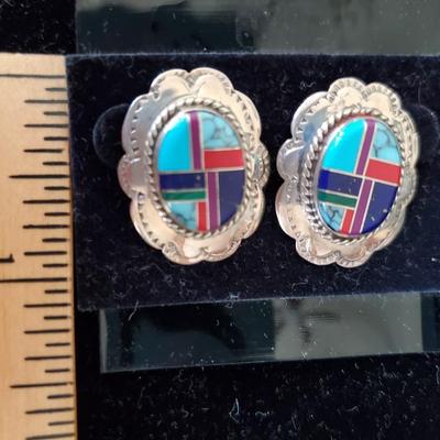 Vintage Native American Inlaid Earrings