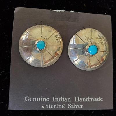 Sterling and Turquoise Pierced Earrings