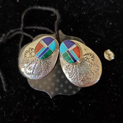 Multi Stone Sterling Pierced Earrings