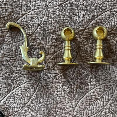 brass towel holder (without rod) and towel hook