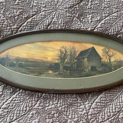 Vintage print in metal frame