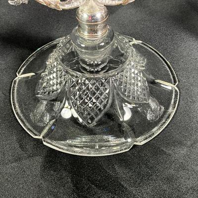 1255 Antique Silverplated & Crystal Epergne Centerpiece