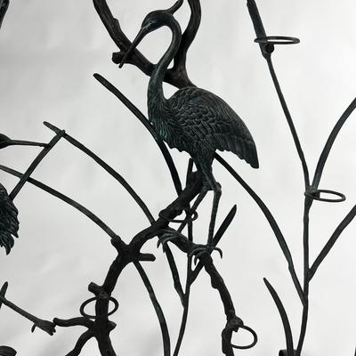 1237 Waterfowl Crane Metal Votive Candle Holder Screen